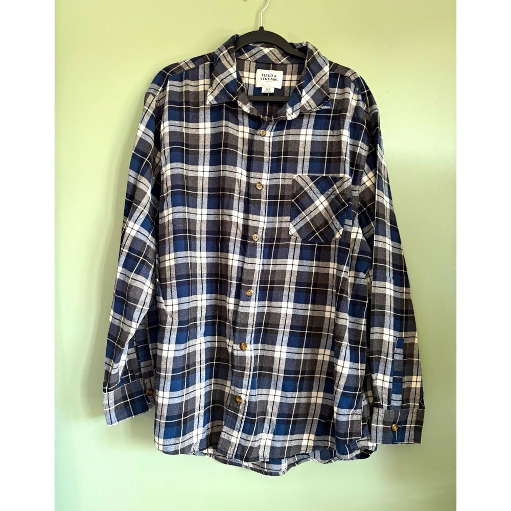 Field & Stream Men's 2XL Plaid Long Sleeve Button-Up Point Collar Pockets